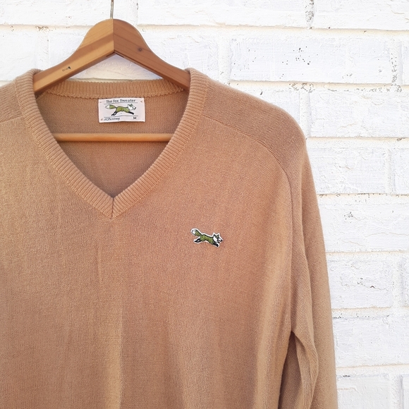 Vintage The Fox Sweater JC Penney Tan M - Picture 2 of 6